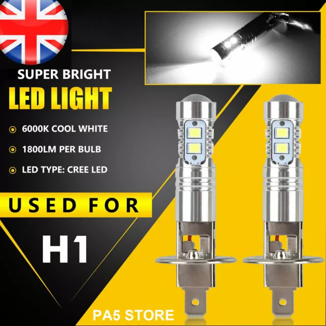 2x H1 10-SMD CREE LED Bulbs White BRIGHT Fog Lights Daytime Running Lights UK-