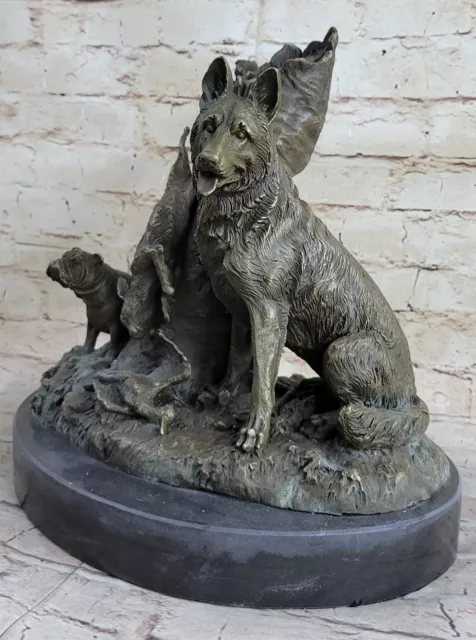 100% Solid Bronze Sculpture Statue Hunting Dogs English Bulldog Shepherd DEAL