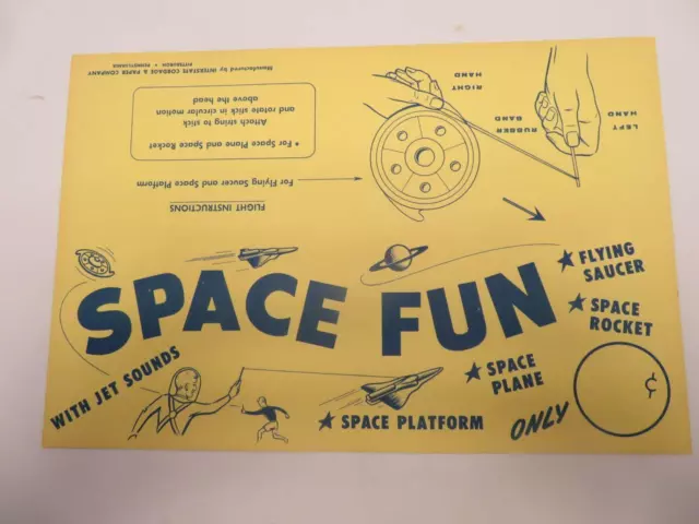 Vintage 1960s Space Fun Toy Rocket Store Display Sign Cardboard Unused Rare