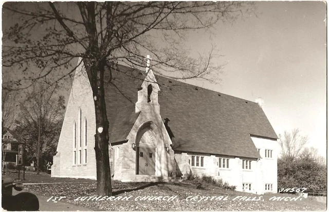 RPPC Real Photo Postcard Of The 1st Lutheran Church in Crystal Falls, Michigan