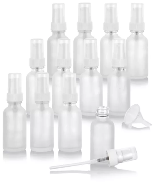 2 oz Frosted Clear Glass Boston Round Bottle with White Treatment Pump (12 Pack)