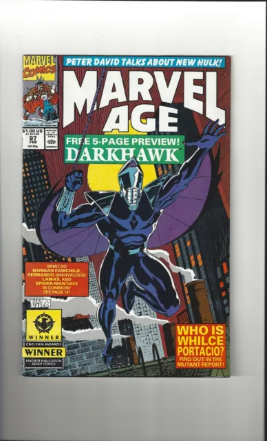 Marvel Age #97 8.5 (W) VF+ Darkhawk Preview Marvel Comics 1991