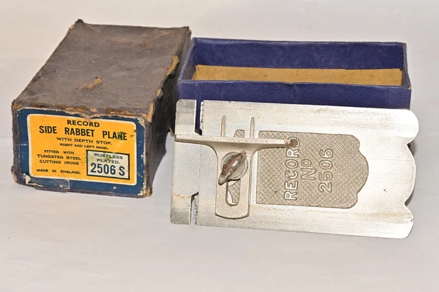 Vintage Record No 2506S Side Rebate Plane w Depth Stop  good with one fault 2
