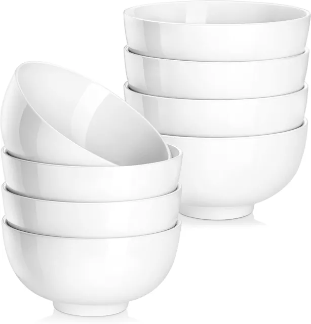 MALACASA, Series Regular, 450ML Porcelain Bowl Set, White Cereal Bowl/Soup Bowl