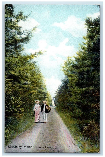 c1910's View Of Lovers Lane McKinley Maine ME Unposted Antique Postcard