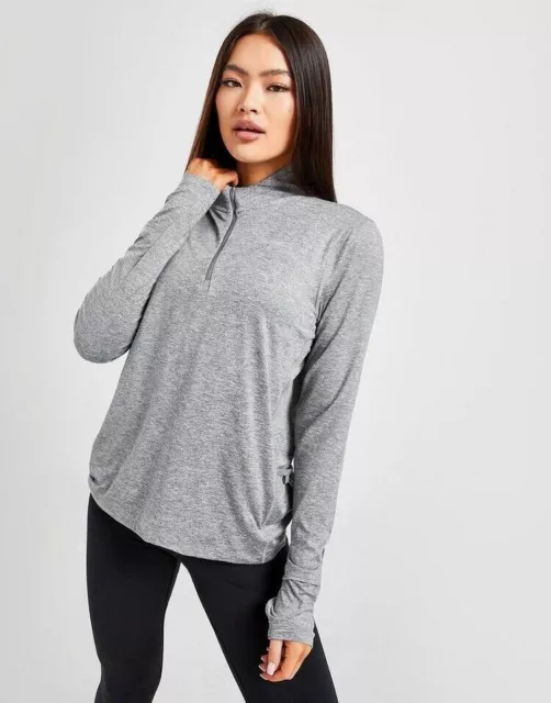 Nike Running Women's Element Dri-FIT Half Zip Top In Grey RRP £49.95 (QD7)