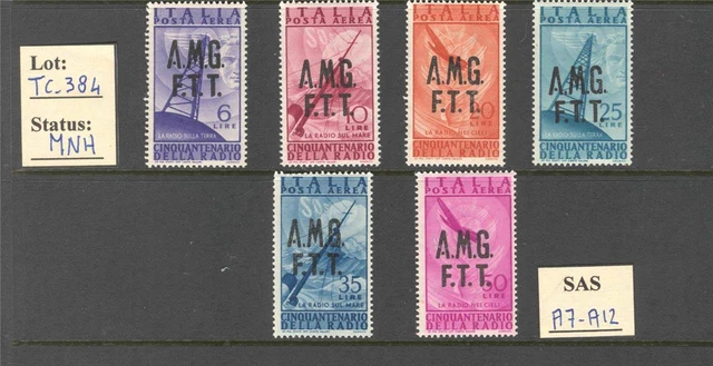TC_384. TRIESTE. 1947 "CINQUANTENARIO INVENZIONE RADIO" air mail set. MNH.