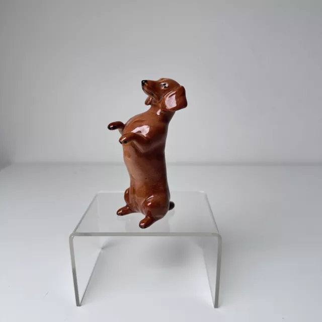 Beswick Vintage Porcelain Begging Dachshund Dog Figurine England Made 10cm 1950s