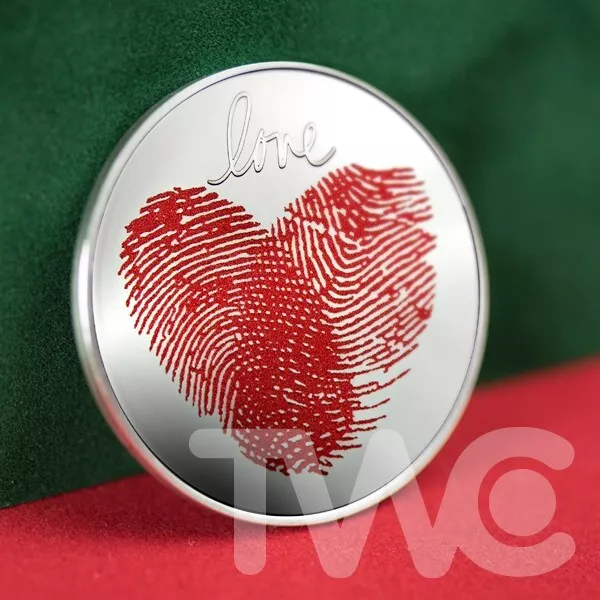 Love 1/2 oz Proof Silver Coin 2 Cedis Republic of Ghana 2021
