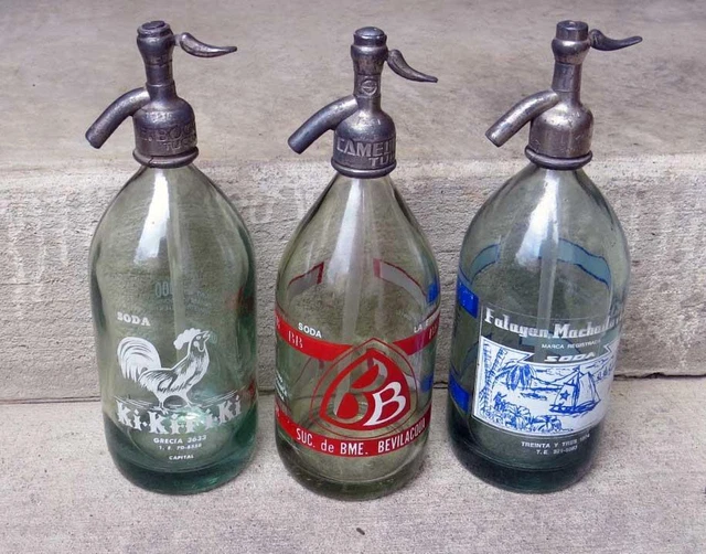 1950S ARGENTINA Seltzer Siphon Soda Bottles Set of 3 150.00 PicClick