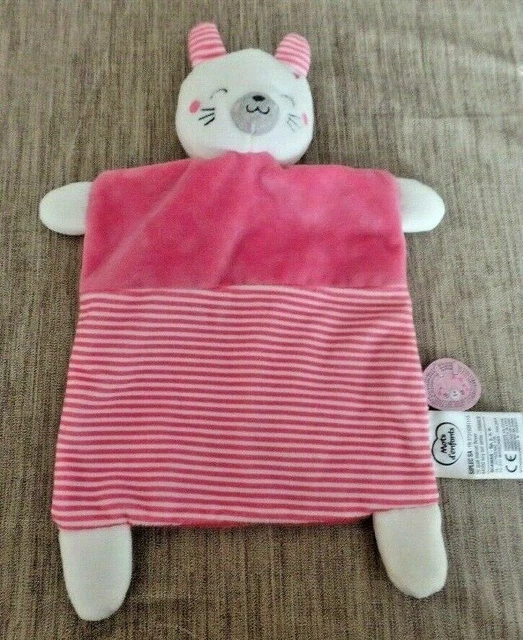 T1G / doudou plat lapin rayé rose MOTS D'ENFANTS