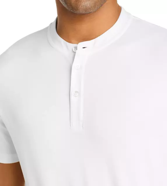 NWT HUGO BOSS 3 Button Henley Tee/Top 100% Cotton Short Sleeve White Size M / L