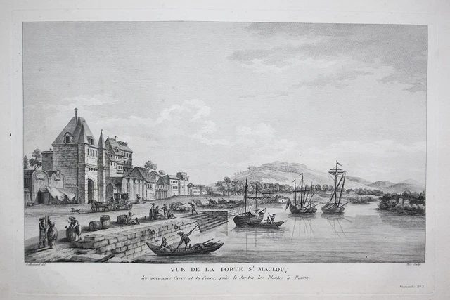 Rouen Portes De Saint-Maclou Seine-Maritime Grabado Estampe Grabado 1780