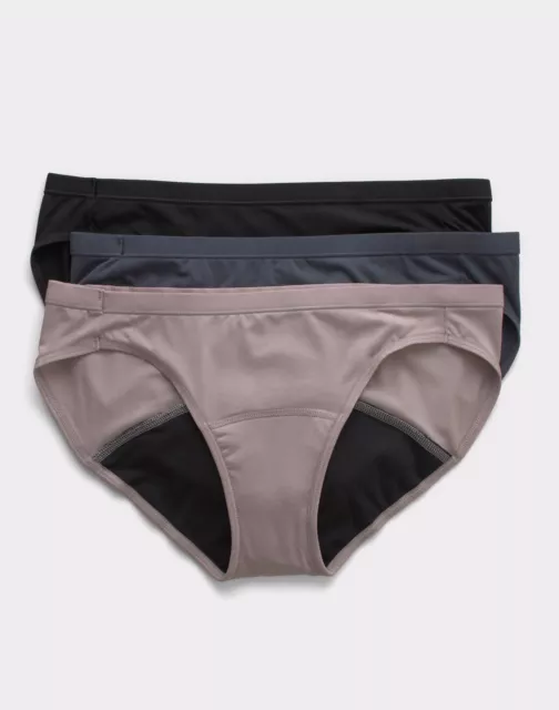 Hanes Women's Panties Bikini 3-Pack Fresh & Dry Leak Protection Liner Assorted