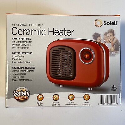 Soleil Personal Ceramic Mini Heater 250W Indoor Red MH-08R NIB