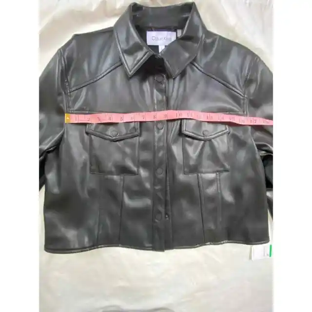 NWT Calvin Klein Black Faux Leather Crop Jacket