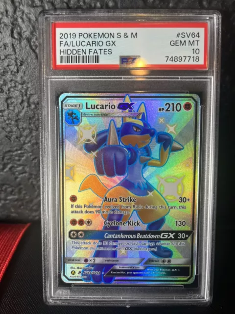 Shiny Lucario GX Hidden Fates #SV64 PSA 10 GEM MINT