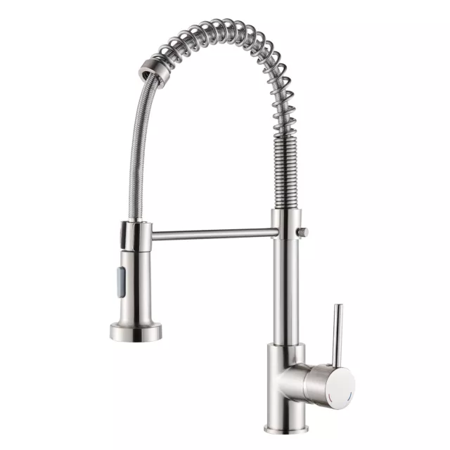 Brushed Nickel Kitchen Faucet with Pull Down Sprayer Single Handle Sink Mixer