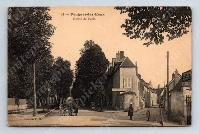 Wd2 Postcard 1940's ?  Pougues Les Eaux Route De Paris FH Edition 025a