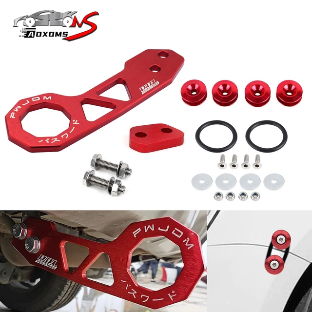 JDM REAR TOW Hook Trailer Ring+ Quick Release Fasteners Bumper for