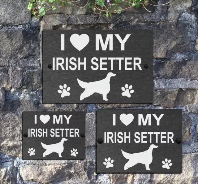 I Love my Dog with Heart Slate Gate House Sign 3 Sizes ALL BREEDS AVAILABLE D-L