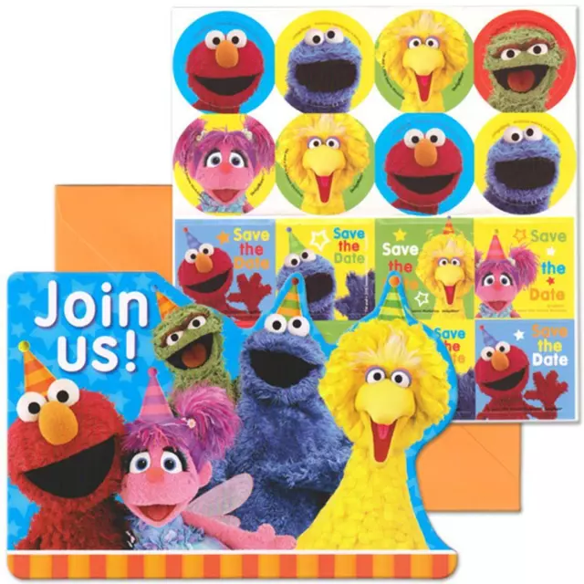 Sesame Street Save The Date Invitations with Stickers Seals Birthday Party 8 Ct