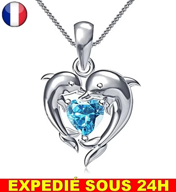 Collier Sautoir Dauphin Porte-bonheur - Strass Blanc Sur Métal Argenté Nickelé - Neuf Avec étiquette
