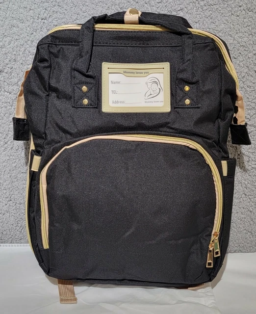Diaper Bag Backpack Expandable Baby Portable Bed with Changing Station Black NWT