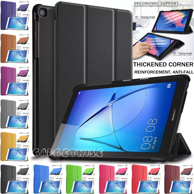 Leather Magnetic Stand Shell Trifold Flip Case Cover For Huawei MediaPad T3 8 7"