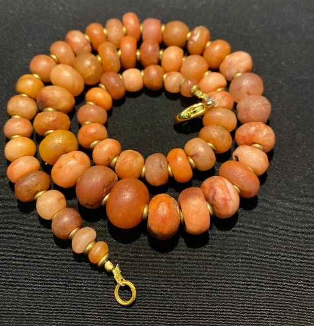 Dzi Antique Indo Tibetan Nepali Himalayan Carnelian Jewelry Old Beads Necklace