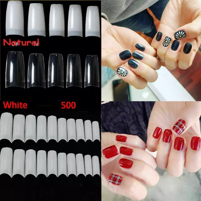 500 Nail Tips False Nails For Acrylic Gel Extension Cover Nails, Colouring Style