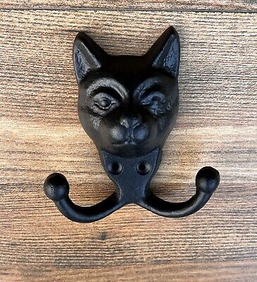 Vintage Look Cast Iron Wall Hook with Kitty Cat Face Design – 25830