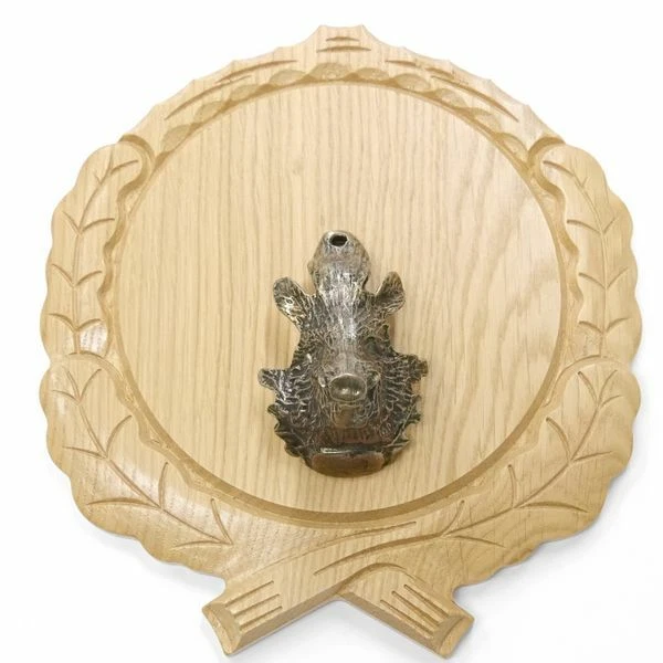 Placa de Jabalí Tallado Roble Claro Af 17,5 CM Con 1x Cabeza Portada Grande 2