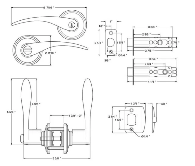 ENTRY DOOR LOCK Set Trelawny Keyed Lever Right Hand in 7 Finishes By