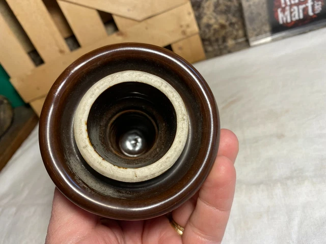 Vintage Brown Porcelain Ceramic Electric Power Line Insulator 6