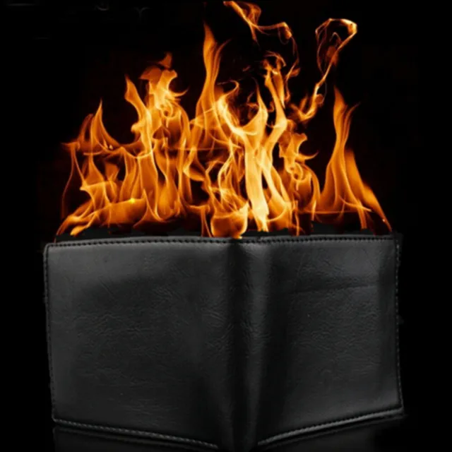Magic Trick Flame Fire Wallet Leather Magician Stage Perform Street Prop Show cj