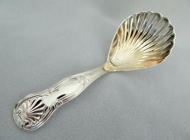 Tea Caddy Spoon ~ Silver Plate & Gilt Shell Bowl ~ OLRI Italy Kings Pattern