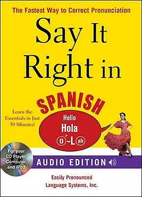 Unknown Artist : Say It Right in Spanish (Audio CD and Bo CD Fast and FREE P & P