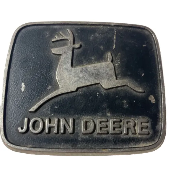 Vintage John Deere 1981 Dealer Leaping Dear Belt Buckle Moline, IL Dwr