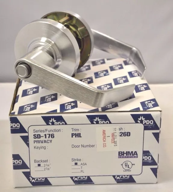 Pdq Commercial Lockset Sd Phl 176 Privacy 2 3/4" Backset