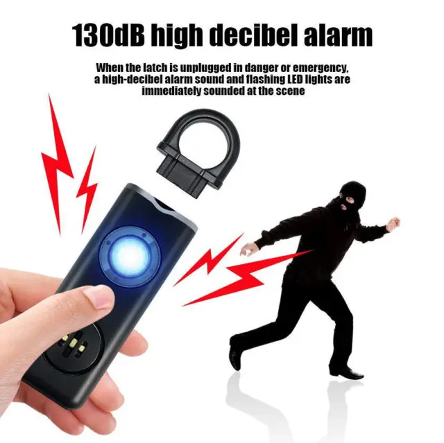Alarma de seguridad personal sirena de pánico ataque de emergencia flash de seguridad luz LED