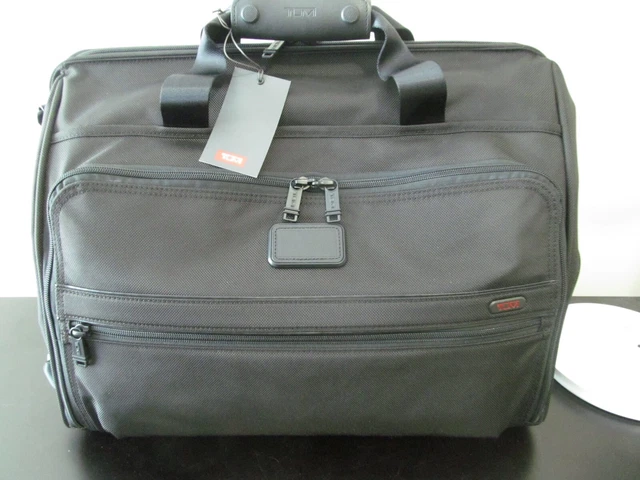TUMI Alpha Expandable Black Nylon with Leather Accents Framed Weekend Duffle-NWT