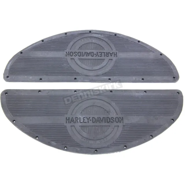 V-Twin Manufacturing Black Rubber Floorboard Mats w/H-D Logo - 28-0858