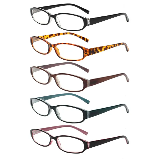 Kerecsen 5 Pack Spring Hinge Reading Glasses Reduce Eyestrain Readers
