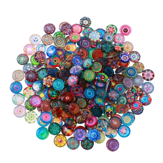 ULTNICE 200pcs 14mm Mixed Round Mosaic Tiles For Crafts Glass Mosaic Supplies