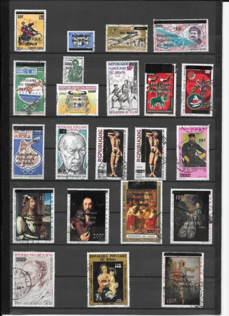 lot de timbres oblitérés du dahomey surchargés bénin + bénin surchargés