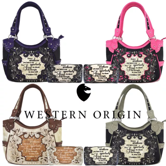 Scripture Bible Verse Western Purses Country Handbags Women Shoulder Bags Wallet