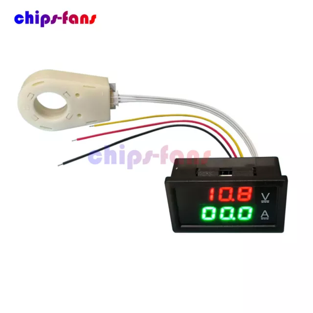 Hall Voltmeter Ammeter Dual Digital Display DC 0-300V ± 50A/100A/200A/400A