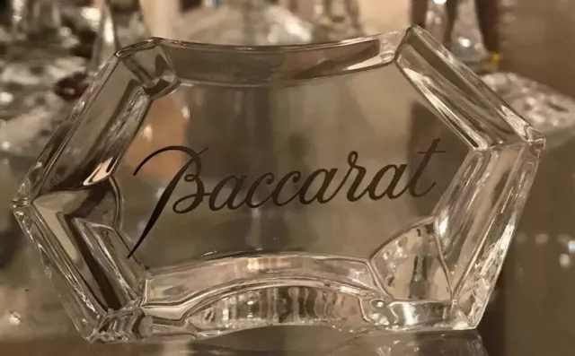 Gorgeous BACCARAT Crystal Plaque Display Sign Approx. 3” x 1.5” - Read