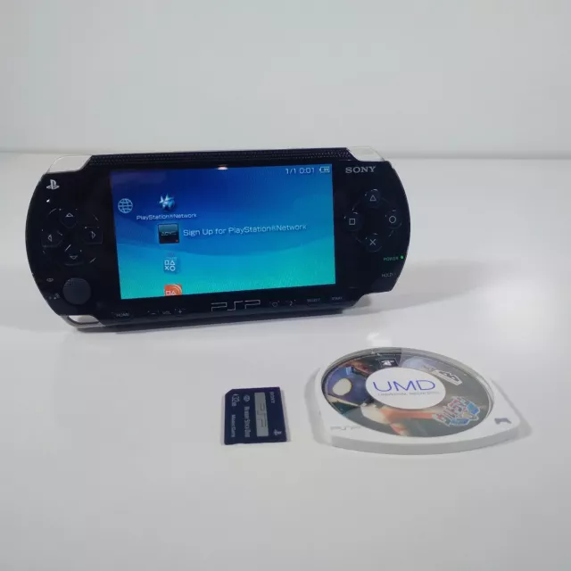 Sony PSP 1000 (Piano Black) Console + Memory Card & Game - Good Condition